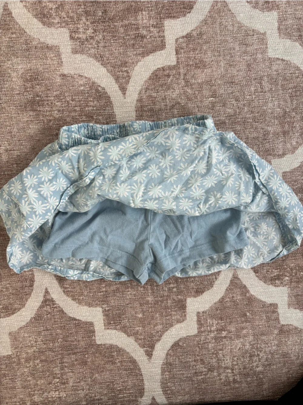 4T Carters: Light Blue Chambray Girls' Ruffle Tank and Floral Skirt w/undershort